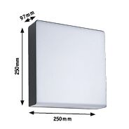 Square white LED wall light made of plastic 250x250x97 mm for indoor lighting