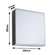 Square white LED wall light made of plastic 250x250x97 mm for indoor lighting