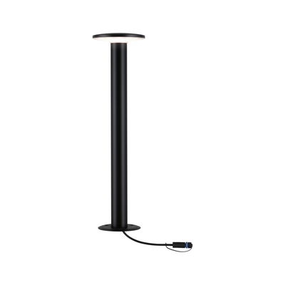 Sort metal LED-udendørslampe med rund lampehoved og kabeltilslutning til havebelysning