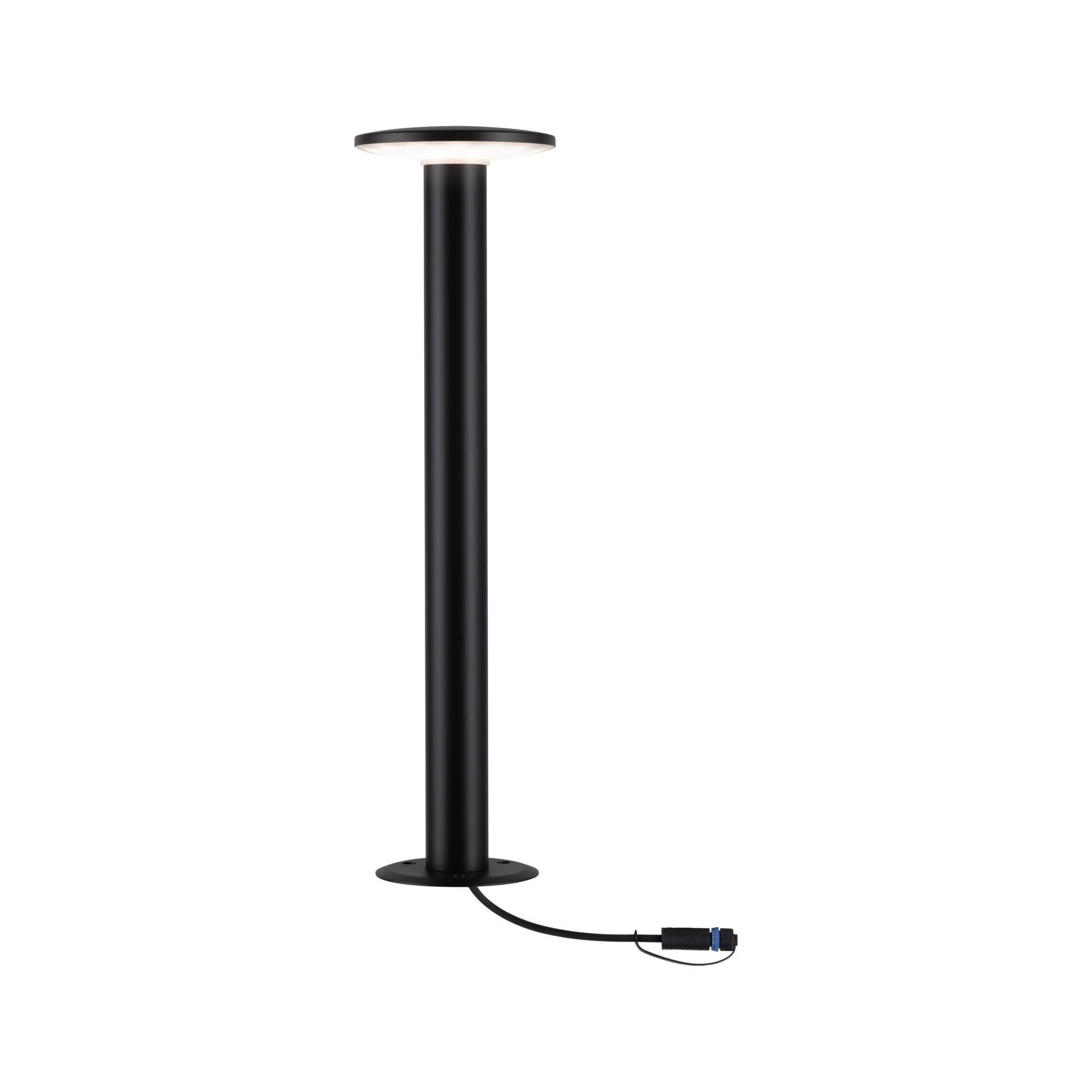 Plug & Shine LED-bolderlamp Plate Enkele lamp IP44 3000K 6,1W Antraciet Zwarte metalen LED-buitenlamp met ronde kap en kabelconnector voor tuinverlichting