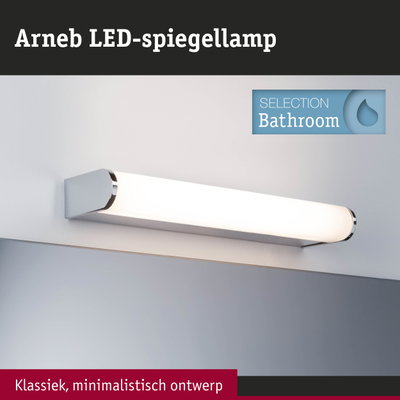 Arneb witte LED-spiegellamp met chromen accenten voor minimalistische badkamerverlichting