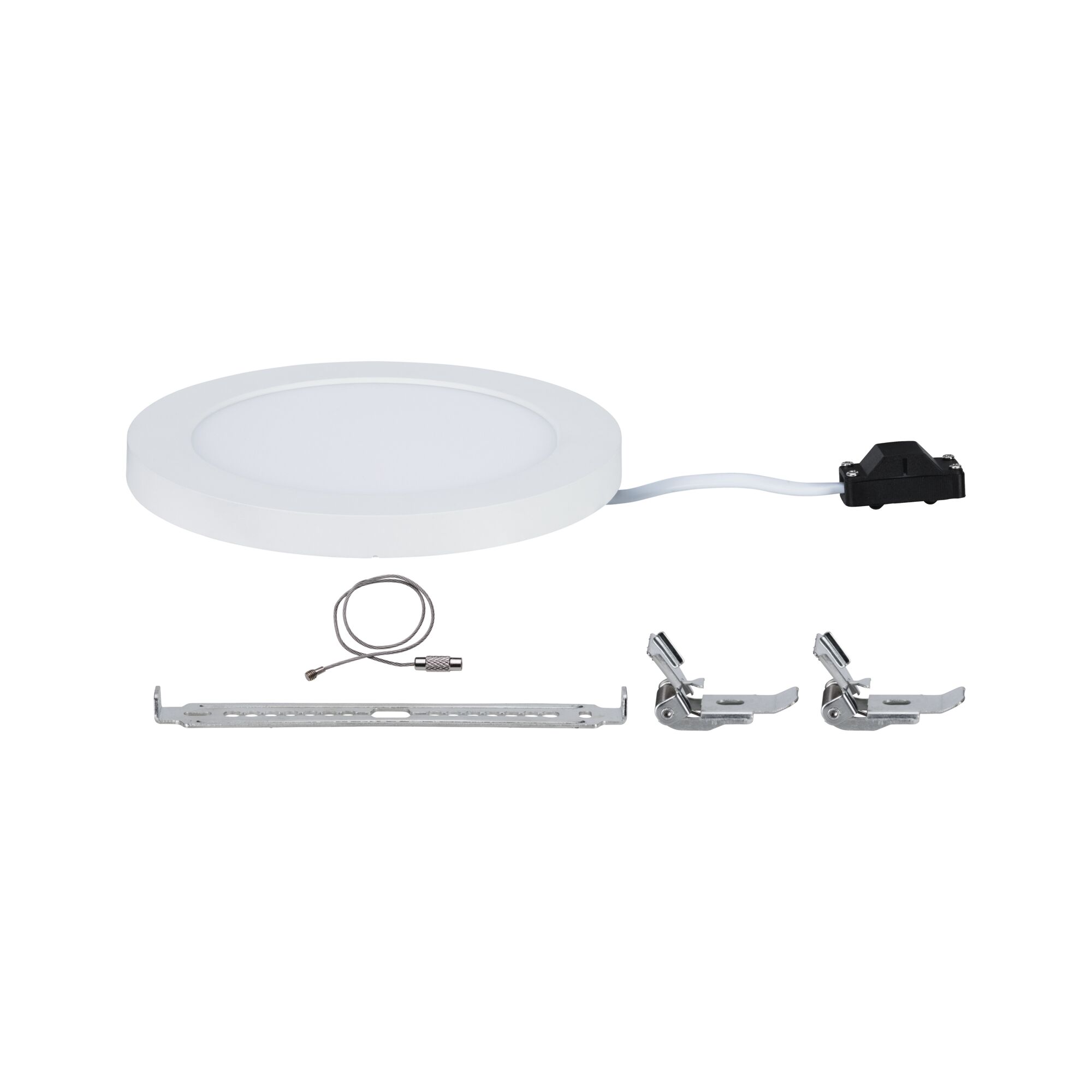 Rundt hvidt LED-indbygningspanel med metal- og plastikmonteringsdele til energieeffektiv belysning