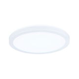 Round white LED ceiling light made of plastic with energy-saving illumination for living spaces