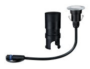 Schwarzes LED-Einbauleuchten-Kabel mit Metallring und Kunststoffhalterung für Außenbeleuchtung