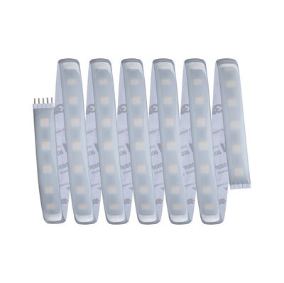 Flexible LED light strip with frosted silicone cover for versatile lighting applications.