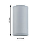 Cylindrical grey fabric lampshade 180 mm high and 100 mm diameter for indoor lighting