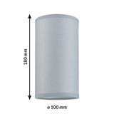 Cylindrisk grå stoflammeskærm 180 mm høj og 100 mm i diameter til indendørs belysning