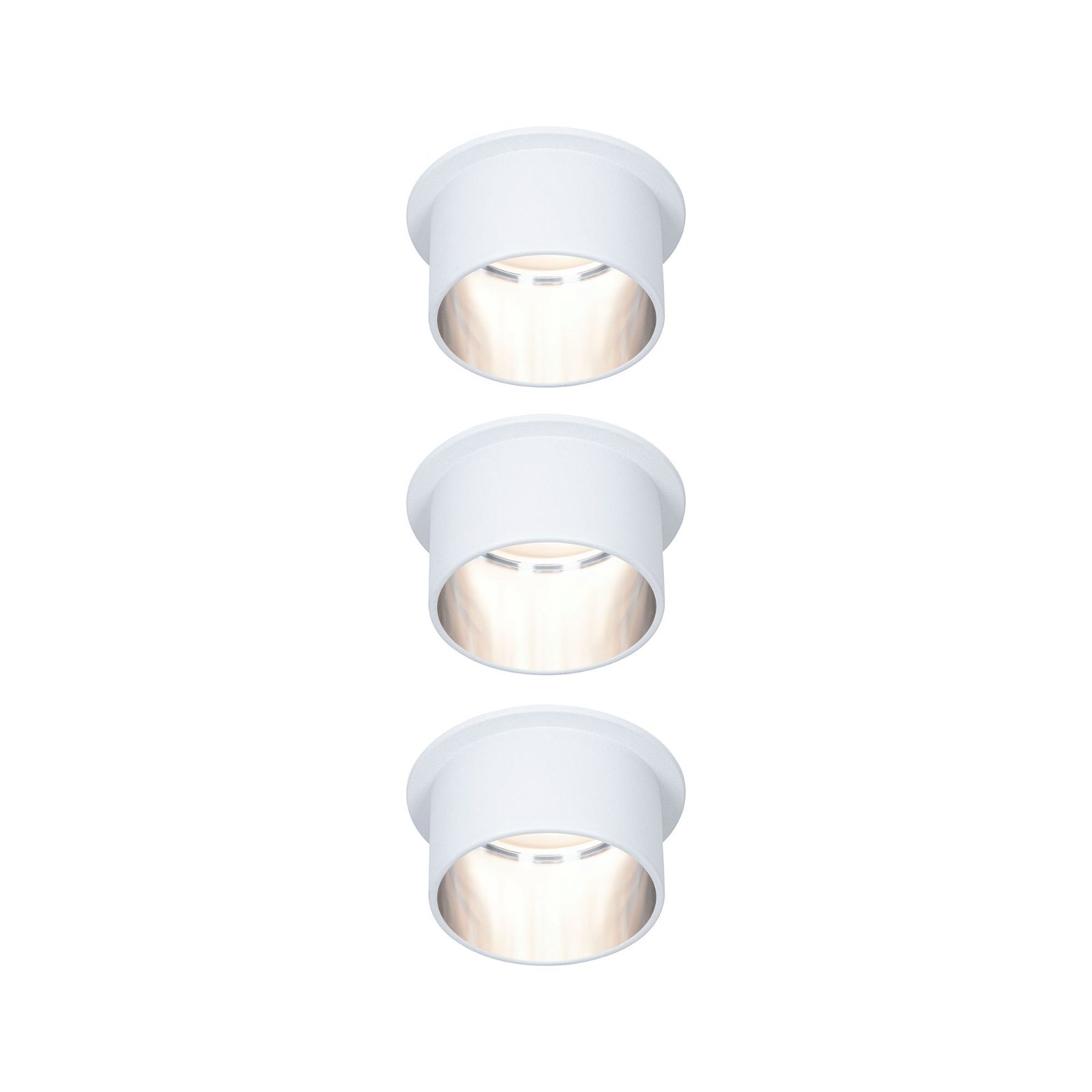 LED Recessed luminaire 3-Step-Dim Gil Coin Basic Set IP44 round 68mm Coin 3x6W 3x470lm 230V dimmable 2700K Matt white/Brushed iron