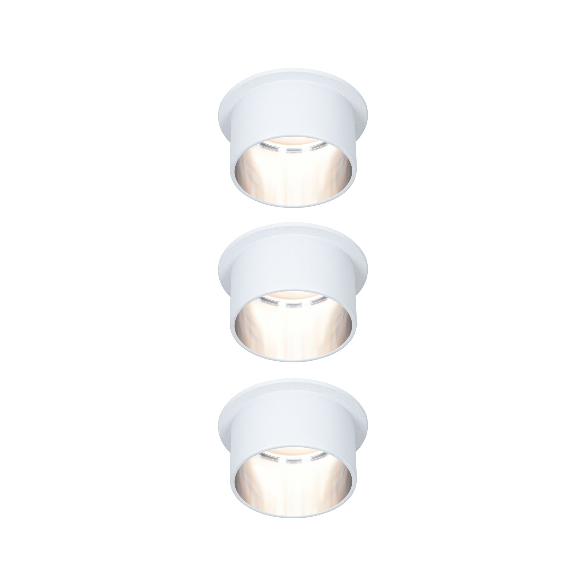 Weißer Einbaustrahler aus Metall mit warmweißem LED-Licht für moderne Innenbeleuchtung