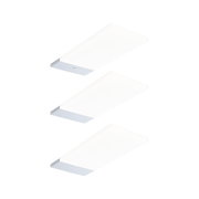 Three white LED ceiling lights with silver aluminium frame for modern indoor lighting