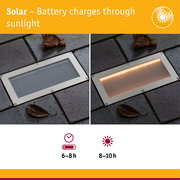 Solar LED Recessed floor light Sorea Twilight switch IP67 angular 200x100mm 2200K 0,3W 14lm 3,7V Brushed iron ABS/Polycarbonate/Stainless steel