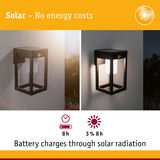 Black solar wall light with battery charging 8 hours by sunlight, energy-saving outdoor lighting solution