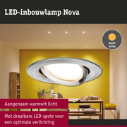 LED-inbouwspot Nova van zilverkleurig metaal met warm wit licht voor optimale verlichting