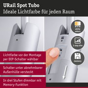 URail Spot Tubo in silber mit wählbarer Lichtfarbe und 3-Stufen-Dimmer für flexible Raumbeleuchtung