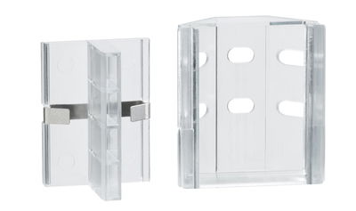 Transparent plastic clip with metal clasp for LED light strips, versatile mounting accessory