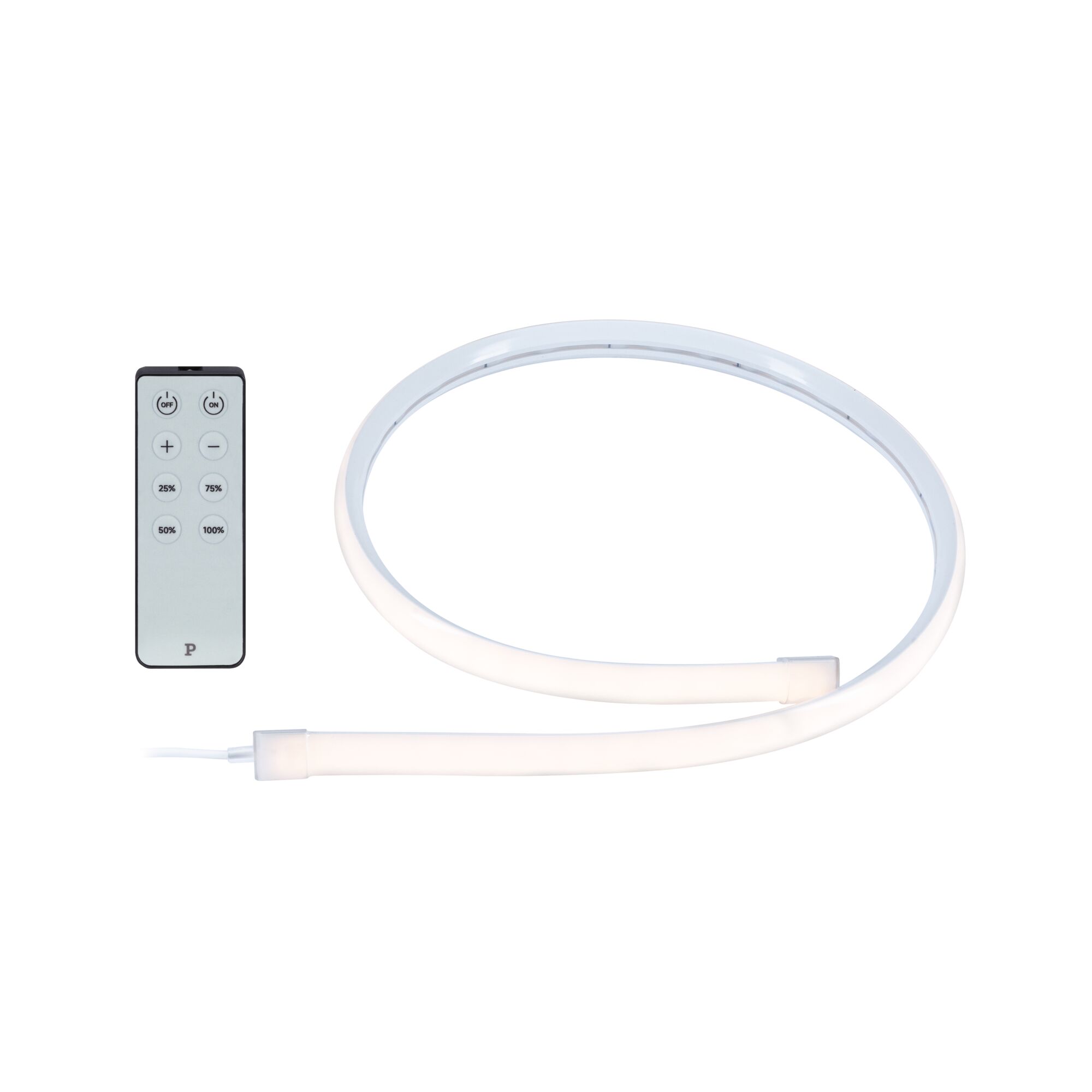 Flexible white LED light strip with remote control for dimmable ambient lighting and modern decor