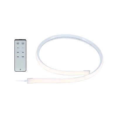 Flexible white LED light strip with remote control for dimmable ambient lighting and modern decor