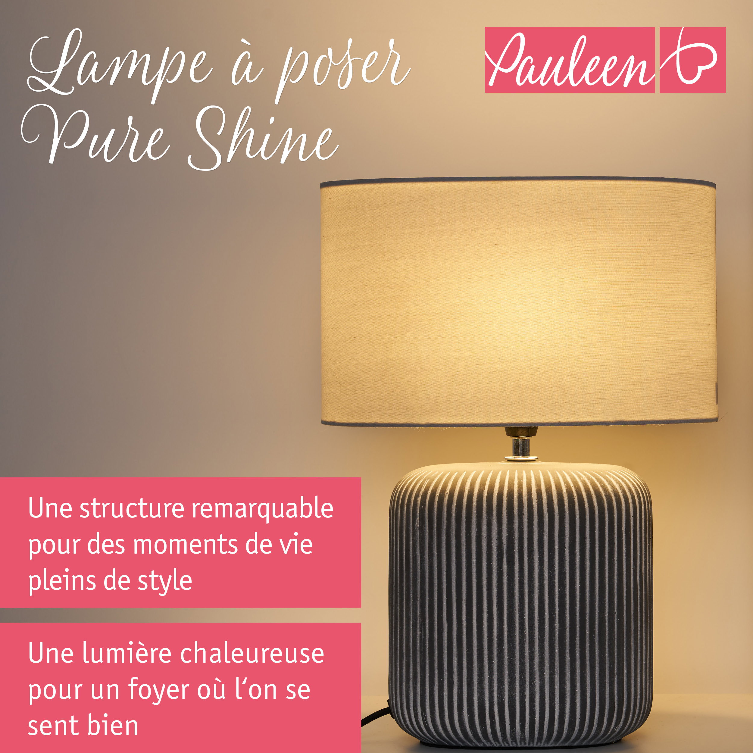 Paulmann Pauleen Lampe à poser Pure Shine E14 max. 20W Gris clair/Gris/Blanc