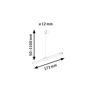 Weißes LED-Pendelleuchte mit 173 mm Länge und 50-1100 mm höhenverstellbar für moderne Beleuchtung