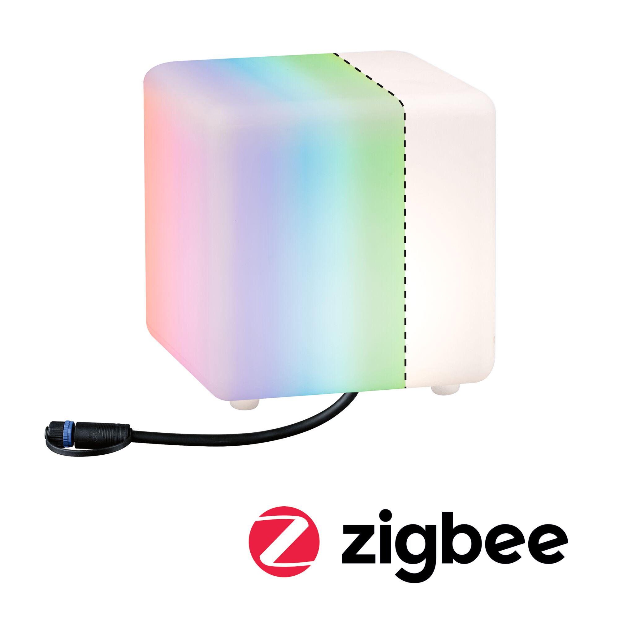 Würfelförmige LED-Leuchte mit RGB-Farbwechsel und weißem Licht, Kabelanschluss, Zigbee kompatibel