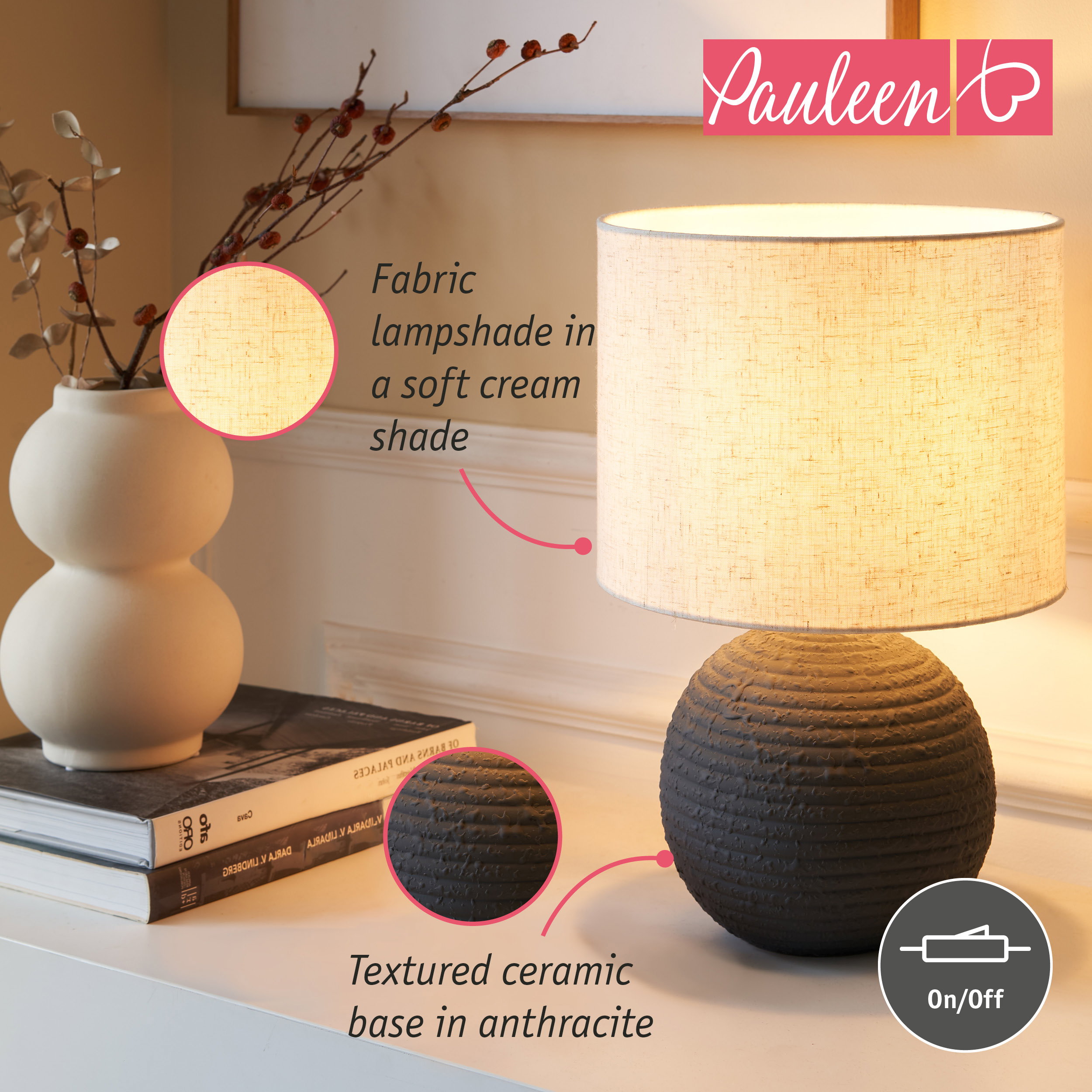 Paulmann Pauleen Table lamp Pure Beauty E14 max. 20W Anthracite/White
