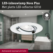 LED-inbouwlamp Nova Plus met platte LED-reflector GU10 in wit voor badkamerverlichting