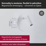 Witte magnetische montageplaat met afneembare armatuur voor flexibele wandmontage