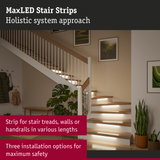 MaxLED white stair strips for step lighting with safe, modern design and LED technology