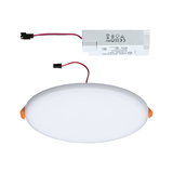 Round white LED recessed panel with connector cable and driver for energy-efficient room lighting