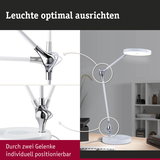 Weiße LED-Schreibtischlampe mit zwei verstellbaren Gelenken aus Chrom für flexible Beleuchtung