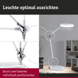 Weiße LED-Schreibtischlampe mit verstellbaren Gelenken und chromfarbenem Metall für flexible Beleuchtung