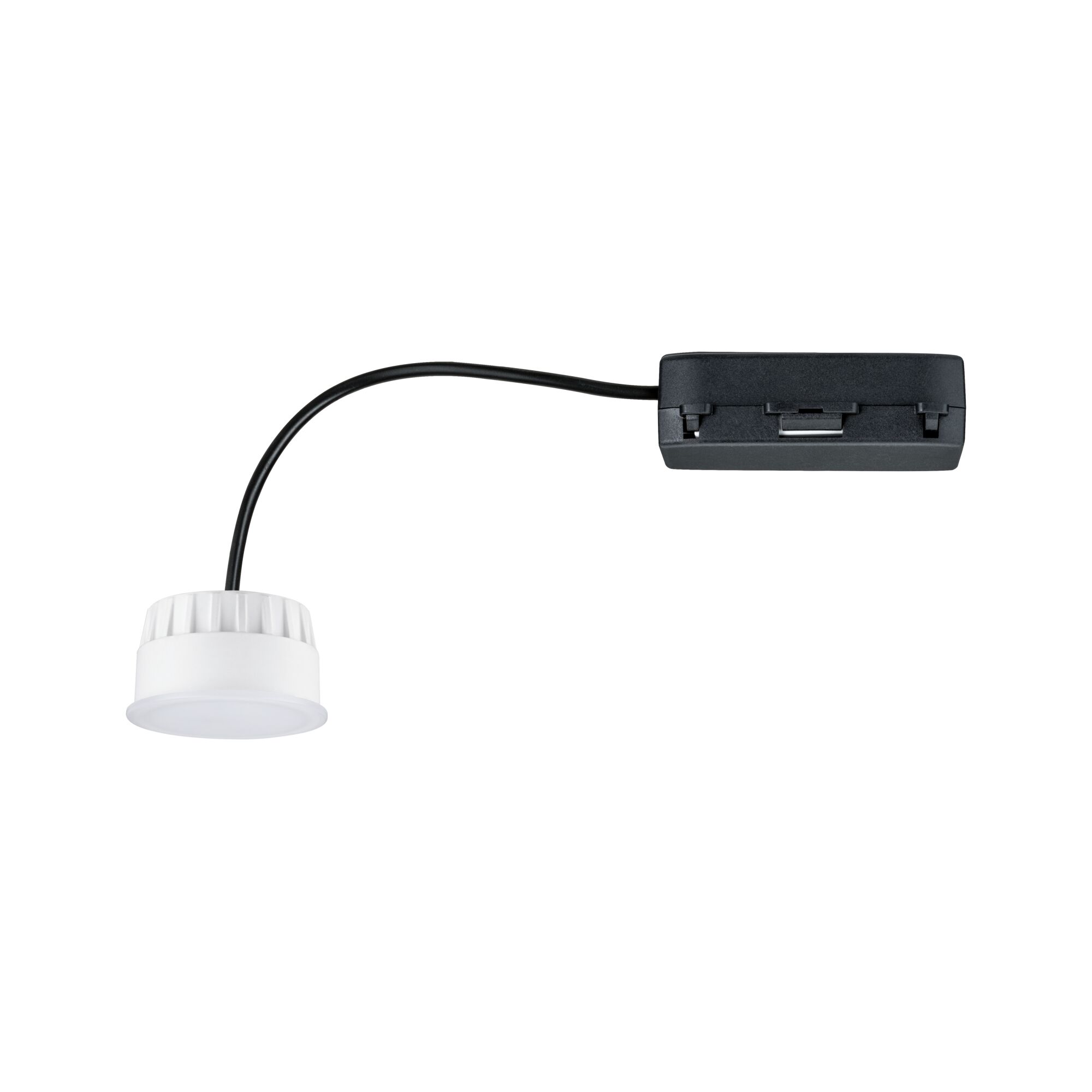 Compact white LED module with black cable and connector box for modern lighting solutions