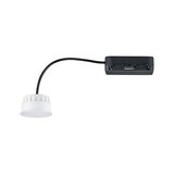 Compact wit LED-module met zwarte kabel en aansluitdoos voor moderne verlichting