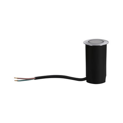 Compact black LED recessed light housing with silver cover and connecting cable for lighting