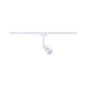 White metal LED spotlight on track system for flexible indoor lighting solutions