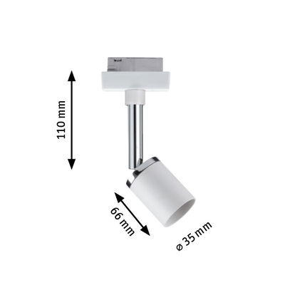 Weißer LED-Strahler aus Metall mit verchromtem Stiel, Maße 110x66 mm, moderne Spotbeleuchtung