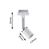 Witte metalen LED-spot met chromen steel, afmetingen 110x66 mm, moderne verstelbare spot