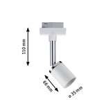 Weißer LED-Strahler aus Metall mit verchromtem Stiel, Maße 110x66 mm, moderne Spotbeleuchtung