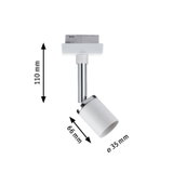 Weißer LED-Strahler aus Metall mit verchromtem Stiel, Maße 110x66 mm, moderne Spotbeleuchtung