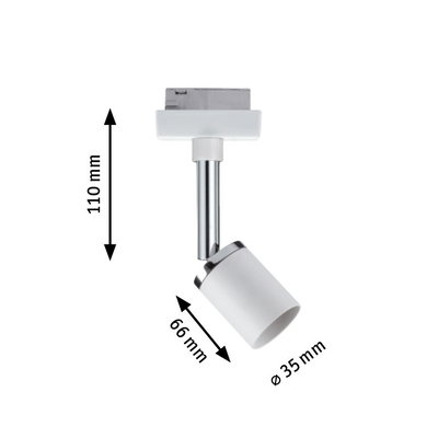 Weißer LED-Strahler aus Metall mit verchromtem Stiel, Maße 110x66 mm, moderne Spotbeleuchtung