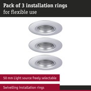 Pack of 3 white metal installation rings for flexible LED lighting with swivelling feature