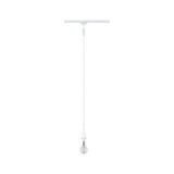 Minimalistische witte hanglamp met gloeilamp en kabel voor moderne binnenverlichting
