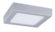 Quadratische Deckenleuchte aus silbernem Aluminium mit weißem Diffusor für moderne Innenbeleuchtung