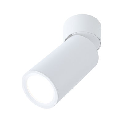 Modern white metal LED ceiling spotlight for targeted room lighting and accent illumination