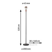 Lampadaire avec base en marbre noir et abat-jour cuivre, hauteur 120 cm, éclairage moderne