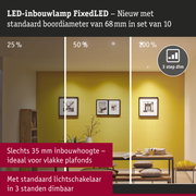 LED-inbouwlamp FixedLED met 68 mm boorgat, 3-standen dimbaar, geschikt voor vlakke plafonds