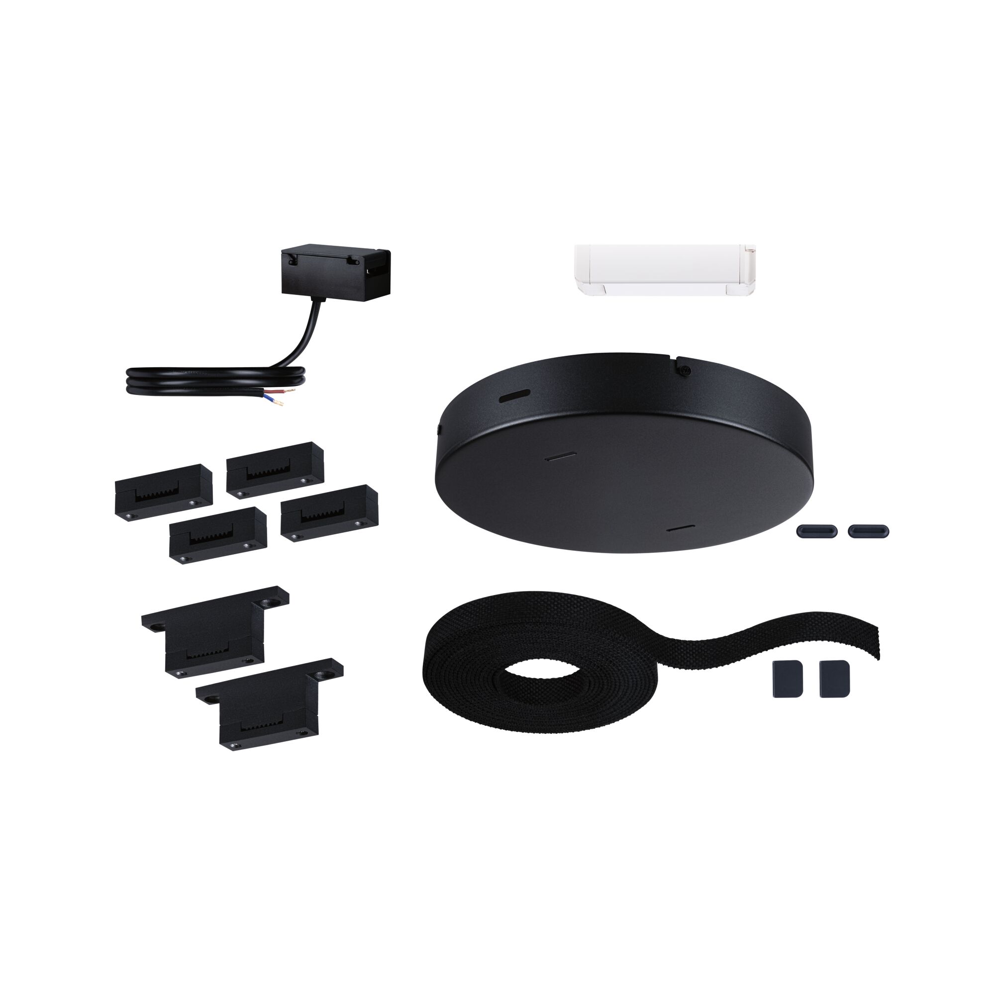 ULine Sangle Kit de base 5m max. 60W Noir Kit de montage noir avec câble, supports et sangle pour installation d’éclairage LED