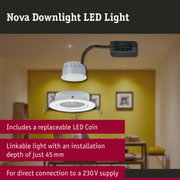 LED Downlight 3-Step-Dim Nova Coin Swivelling round 84mm 50° Coin 6W 470lm 230V dimmable 2700K Matt white