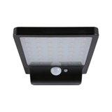 Zwarte LED-buitenwandlamp met bewegingssensor en diffuserende afdekking voor energiezuinige verlichting