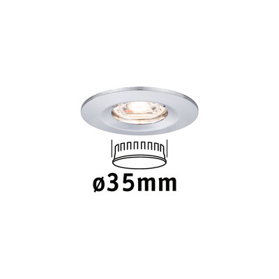 Round white recessed spotlight with 35 mm diameter for modern LED ceiling lighting